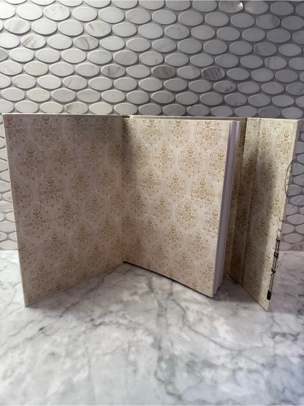 Vintage Birdcage Journal- Neutral with Green & Blue Accents